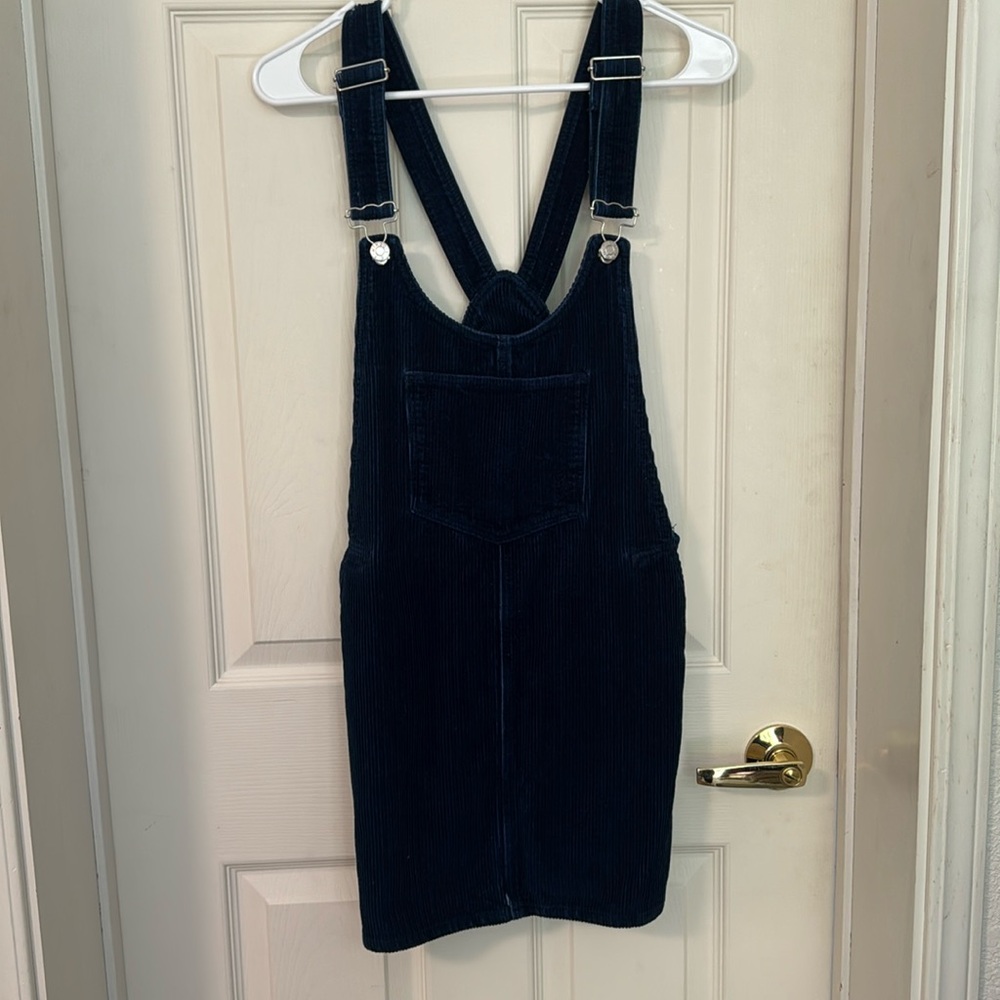 Zara women’s medium corduroy navy blue dress. Like new.